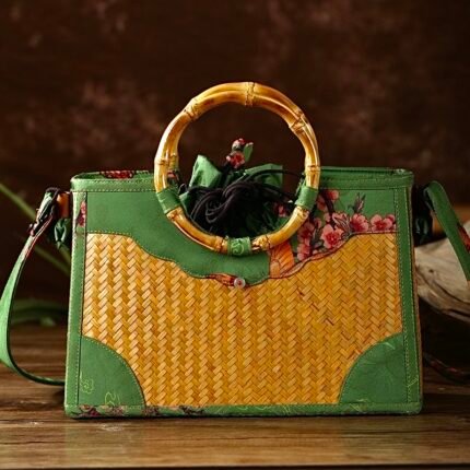 Satin Printed Bamboo Woven Bag