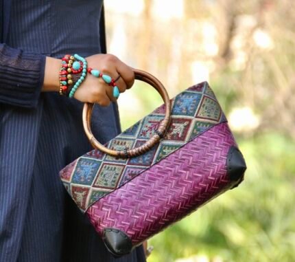 woven bamboo carrying bag handle