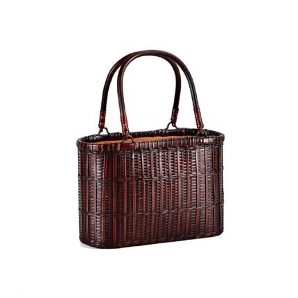 Bamboo-woven vertical handbag