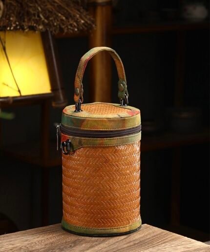Bamboo-woven Fashion Handbag