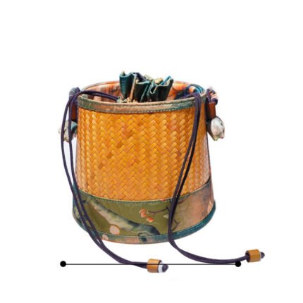 Bamboo-woven fashionable cylindrical bag